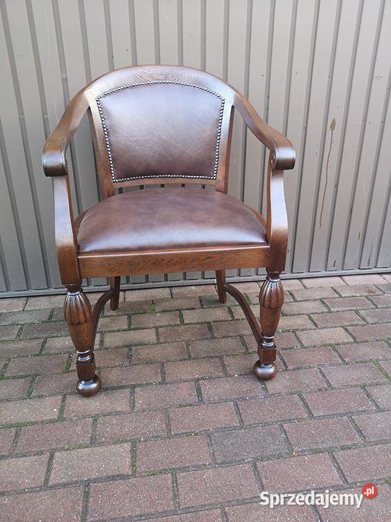 Stary Fotel Krzesło Dębowy Gabinetowy Antyk Swarzędz