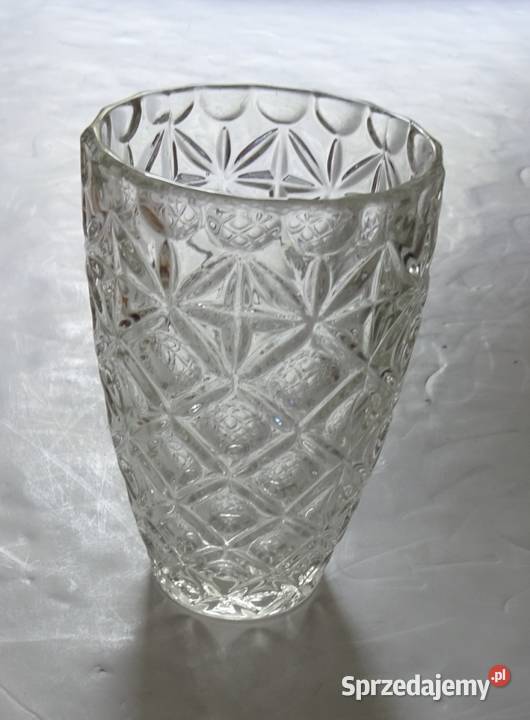 Wazon Grube Szkło Przezroczyste Piękny Szlif Poznań