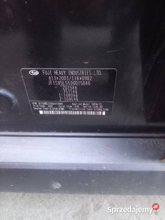 Subaru Forester 2013 drzwi lewy tył kod lakieru Chrzanów sprzedam