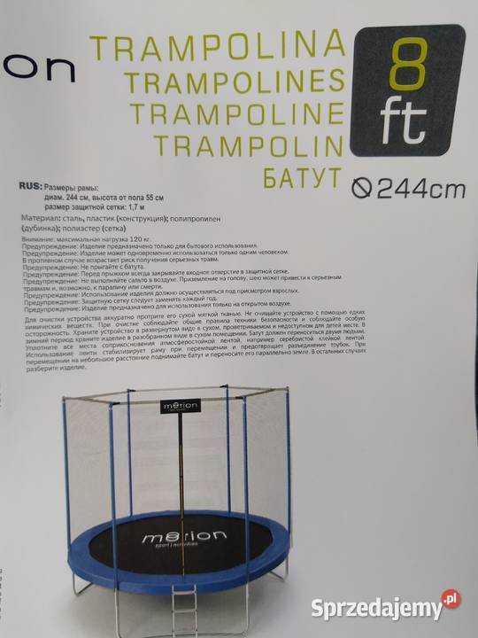 NAJTANIEJ Trampolina z Drabinką 244 z Siatką Wew Zabrze