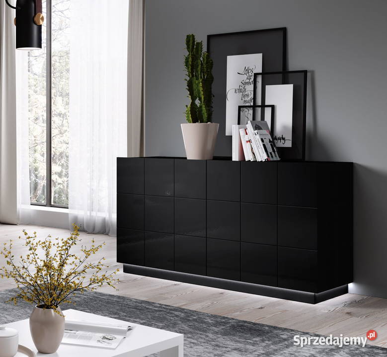 Komoda Czarna Połysk REJA 2D 138 138cm sprzedam