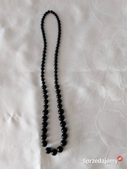 KORALE czarne na żyłce zakładane głowę vintage Złotniki