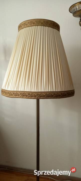 Mosiężna lampa podłogowa z abażurem 2 Skierniewice sprzedam