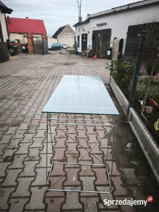 Szklany stół do jadalni biurko srebrna rama 130 lubuskie Zielona Góra