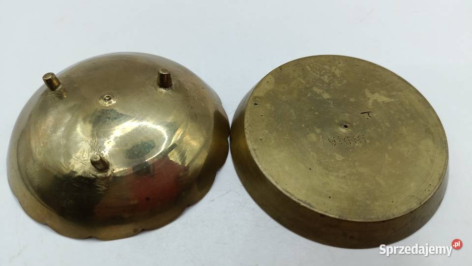 Dwa mni talerzyki podstawki mosiężne kolorowe Wyposażenie wnętrz Zamość