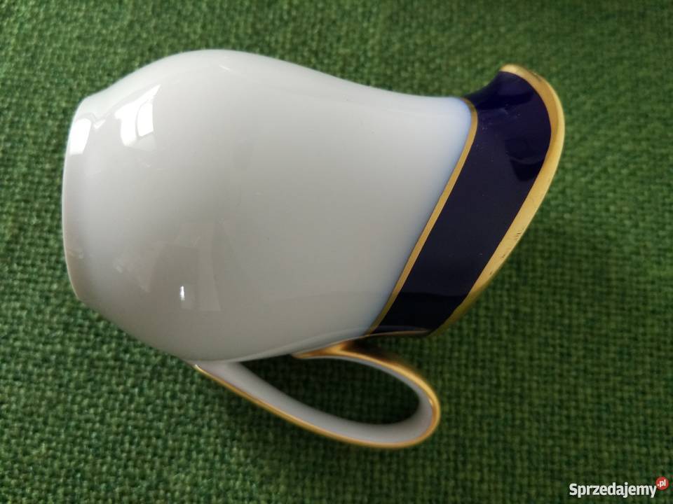 Mlecznik i filiżanka kobaltowa porcelana Gorlice