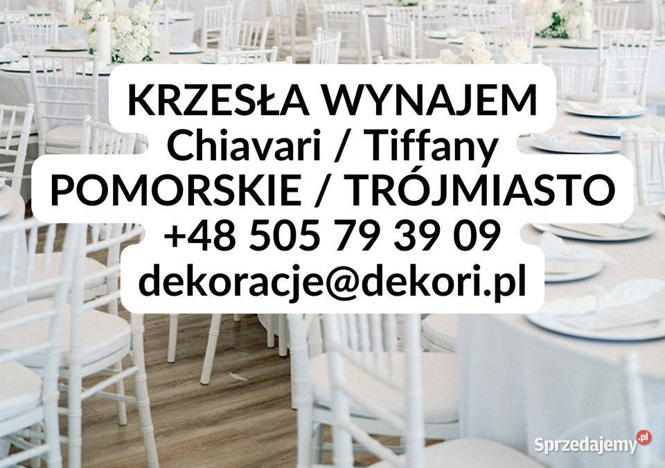 Krzesła Tiffany Chiavari Białe Gdańsk Wynajem Gdynia sprzedam