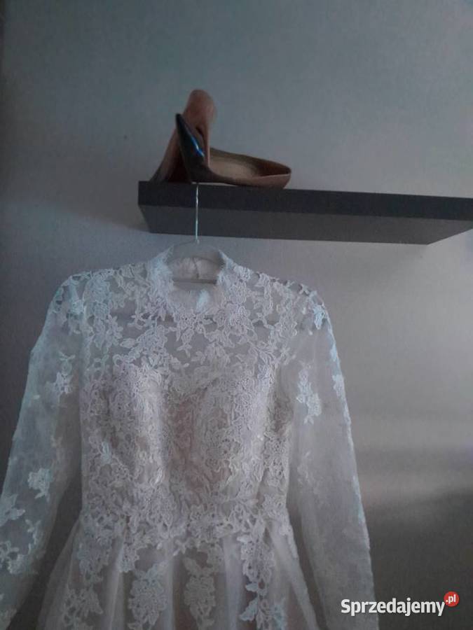 koronkowa Bladoróżowa sukienka midi 36Louboutin Solec-Zdrój