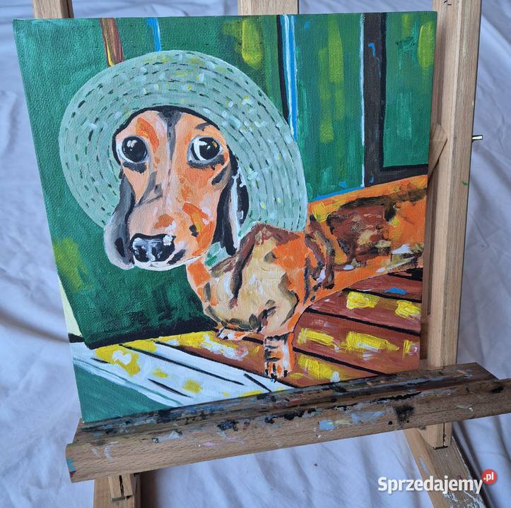 Jamniki jamnik obraz na płótnie artysty malarza małopolskie Brzesko