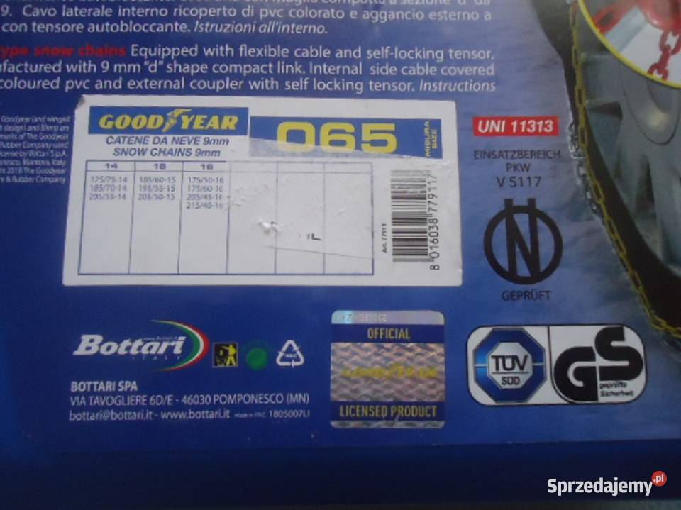 GOODYEAR 77911 G9 ŁAŃCUCHY ŚNIEGOWE śląskie
