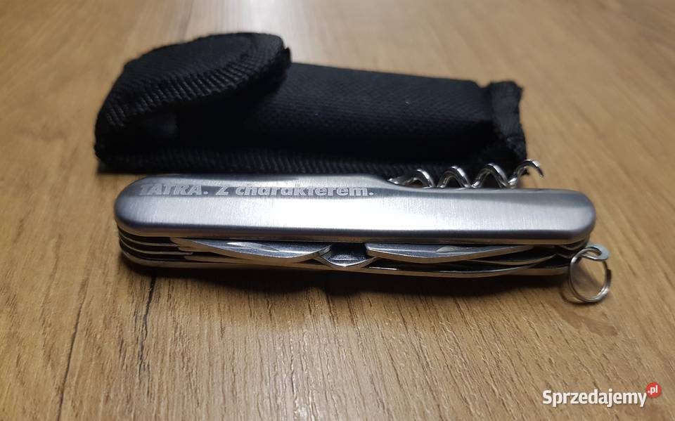 Metalowy scyzoryk wielofunkcyjny z pokrowcem Akcesoria, narzędzia i noże