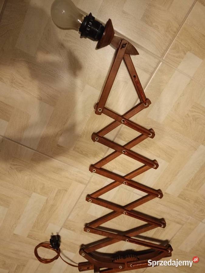 Zabytkowa Lampa nożycowa tekowa Vintage Kinkiet