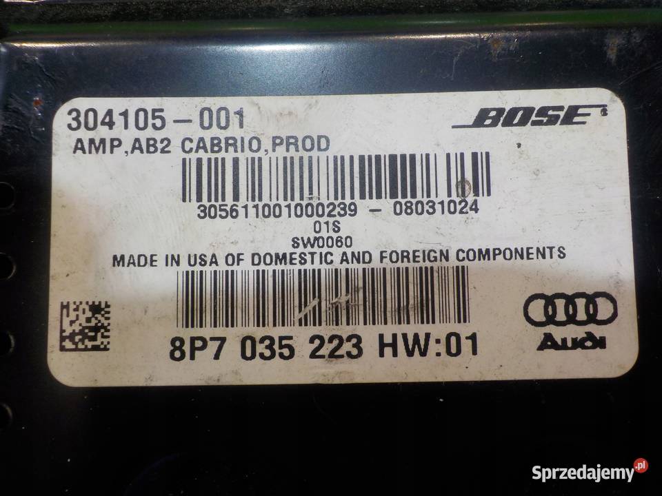 AUDI A3 8P II 20 TFSI 08r CABRIO wzmocnienie Sprzęt audio fabryczny Suków