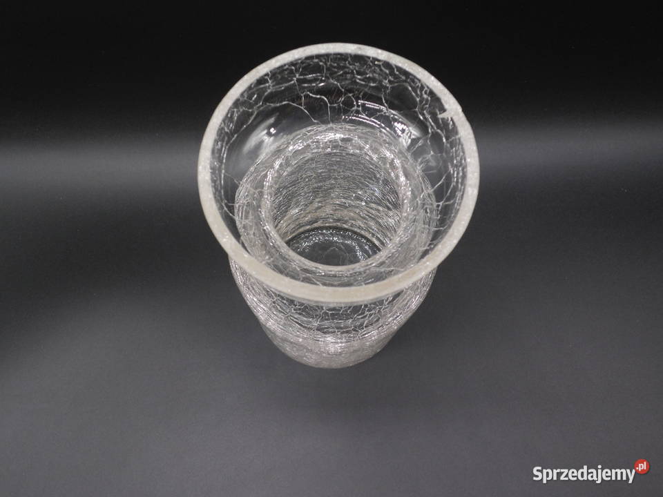 Vintage wazon ze spękanego szkła CRACKLE GLASS Porcelana i szkło Raszków