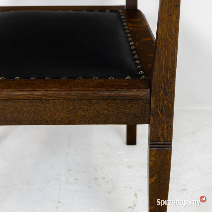 Fotel do biurka dębowy secesja antyk stary skóra wielkopolskie Swarzędz