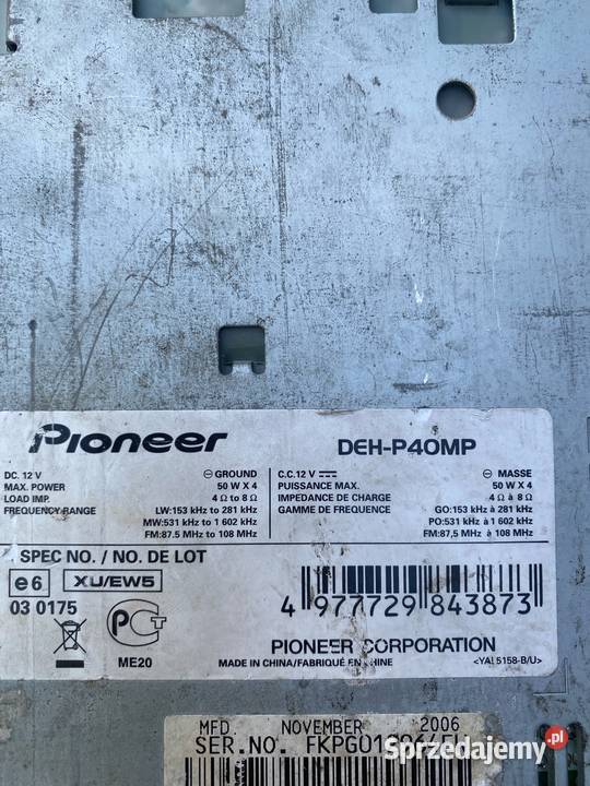 Radio Pioneer DEHP40MP Radioodtwarzacze Zabrze
