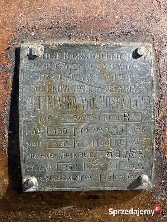 Betoniarka 150l silnik 380V 11 KW Kamień