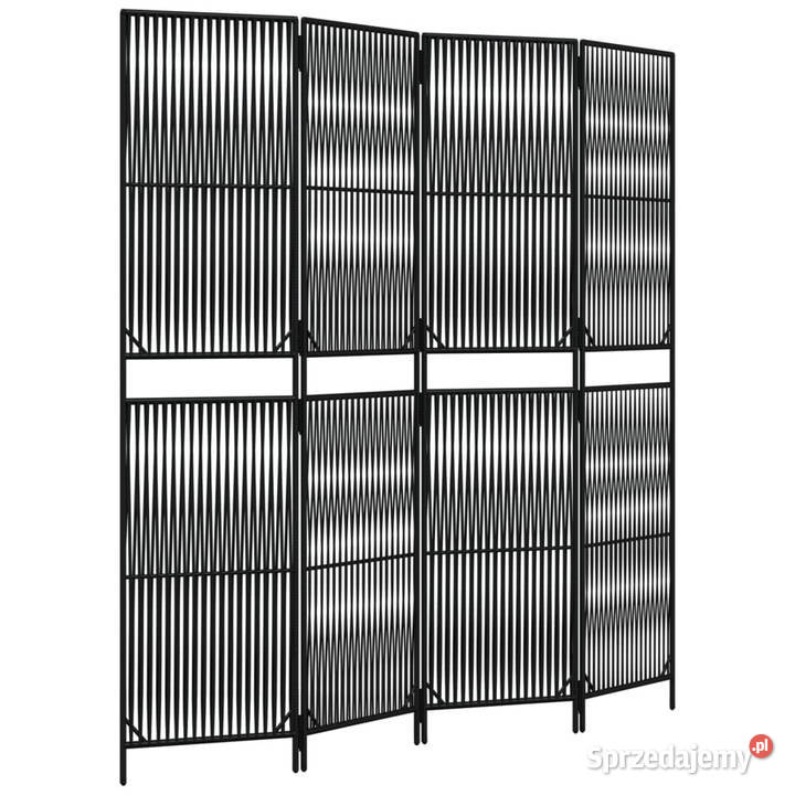 Parawan 4panelowy czarny polirattan WM365392 mazowieckie Warszawa