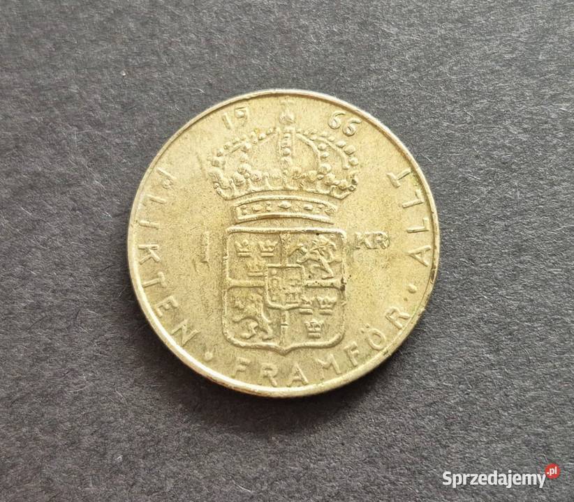 34 SZWECJA srebro 1 Korona 1966 r Numizmatyka Wola Kruszyńska