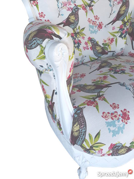 Ludwikowski stylowy fotel biały z cyrkoniami podlaskie