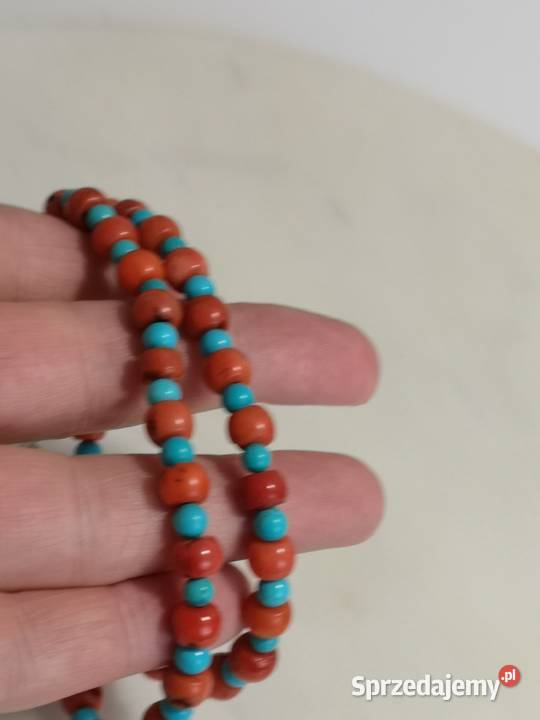 naszyjnik choker koral turkus