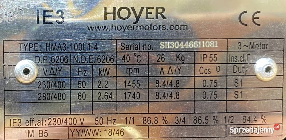 motoreduktor przekładnia 22kW 233obr Pigża