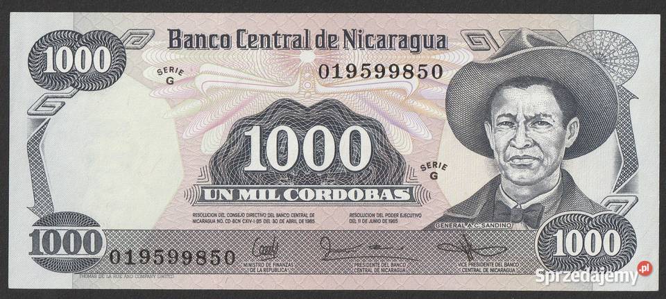 NIKARAGUA 1000 CORDOBAS 1985 STAN BANKOWY UNC Łódź