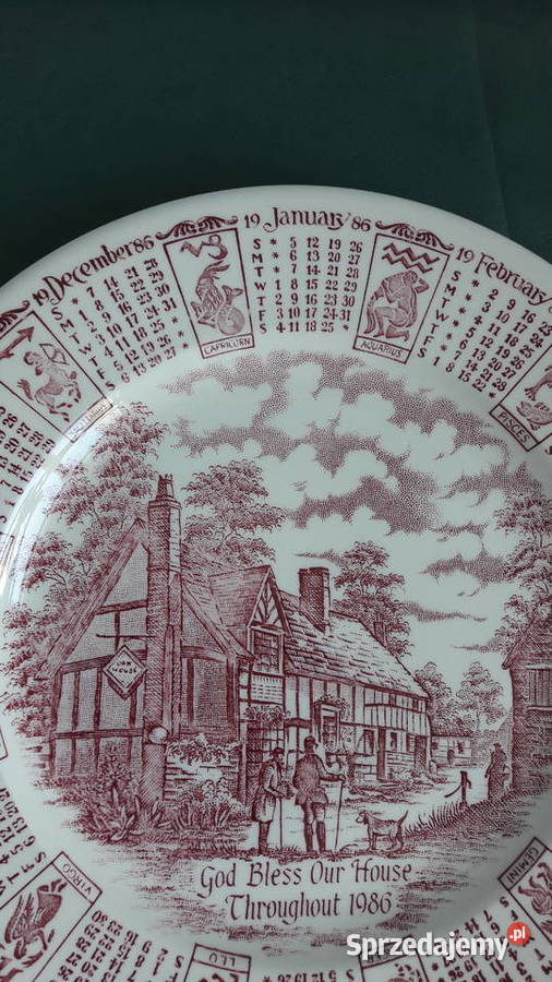 Talerz z kalendarzem i znakami zodiaku z 1986 Głuchołazy