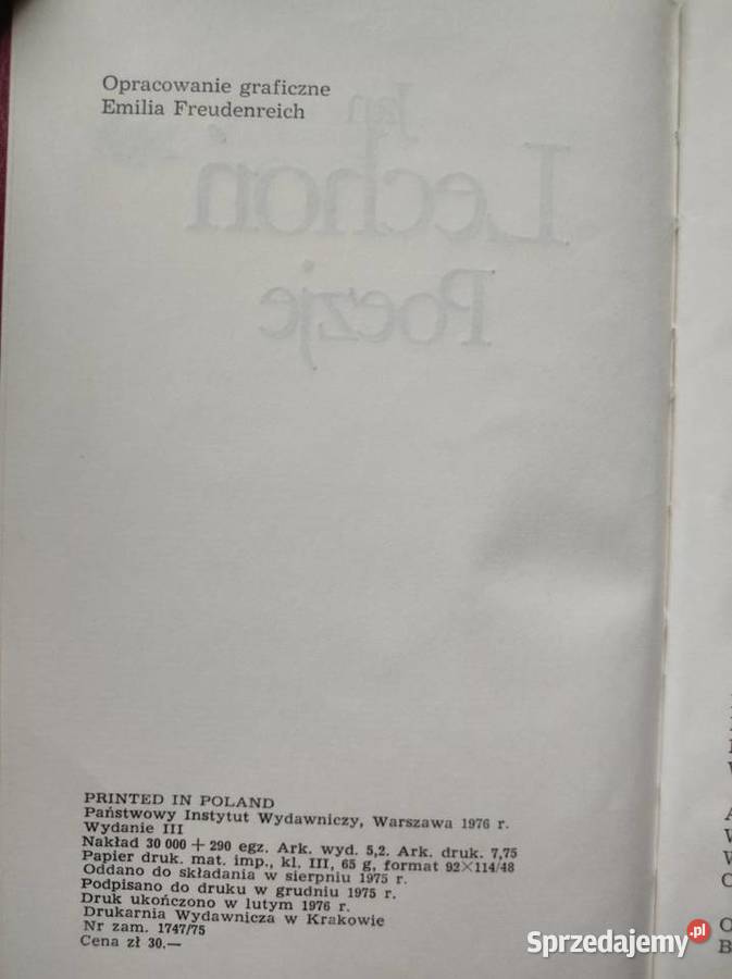 Zbiór poezji Jan Lechoń 1976 sprzedam
