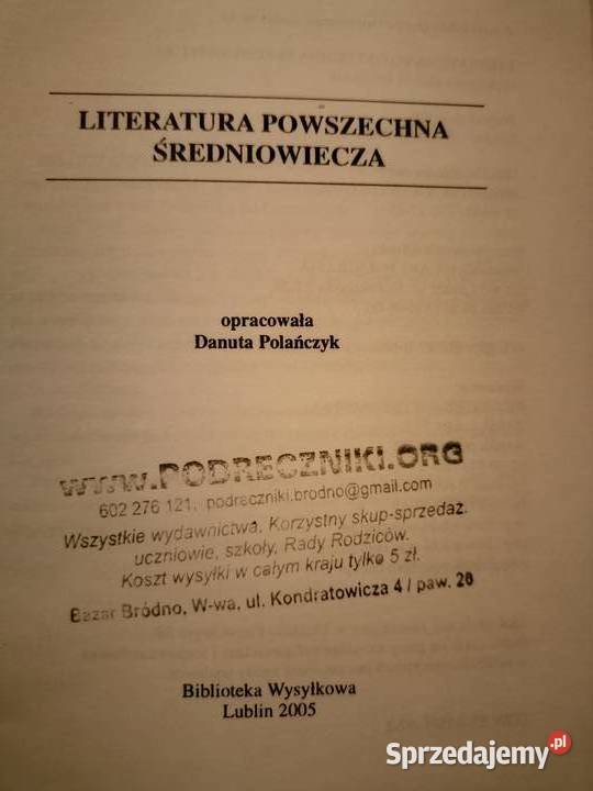 Literatura powszechna średniowiecza analizy Warszawa