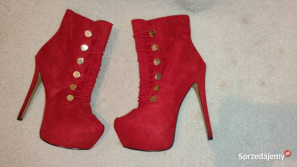 COMER Czerwone botki na platformie zamszowe Converse kujawsko-pomorskie Grudziądz