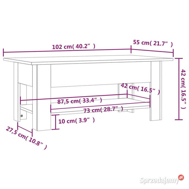 Stolik kawowy czarny 102x55x42 materiał mazowieckie Warszawa sprzedam