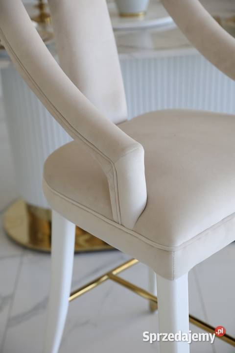 Nowoczesny hoker beżowy tapicerowany do jadalni