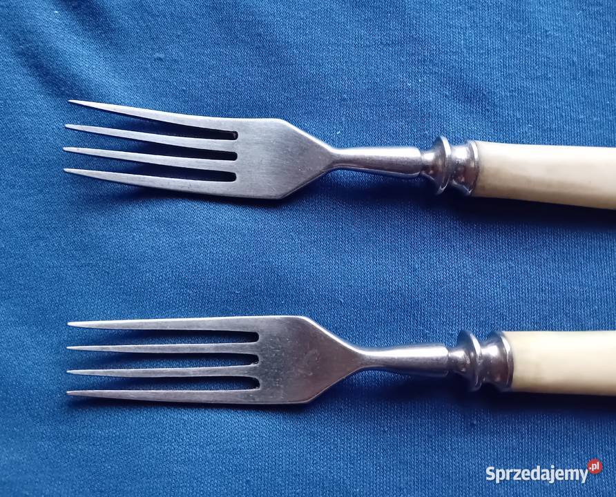Dwa widelce ze stali nierdzewnej z ebonitowymi wielkopolskie Koźminek sprzedam