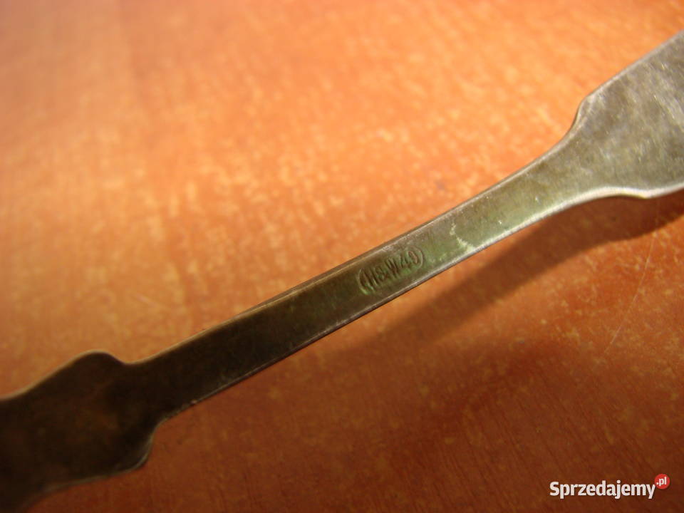 stara łyżeczka do cukru z monogramem sygnowany Antyki Pruszcz Gdański