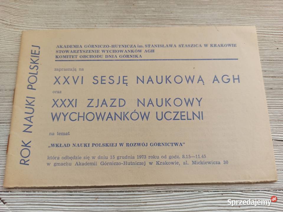 Zaproszenie na XXVI Sesje Naukową AGH XXXI Zjazd wielkopolskie Ostrów Wielkopolski