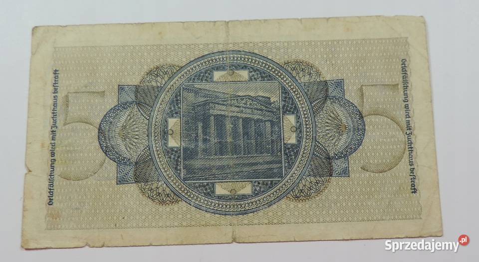 Banknot Niemcy 5 marek K9 Warszawa