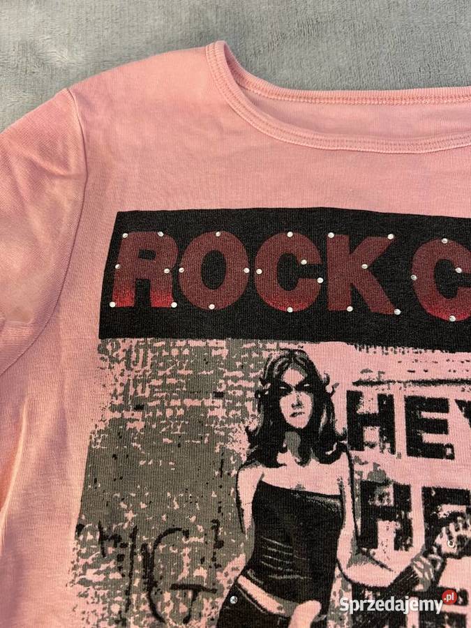 Bluzka tshirt koszulka różowa z napisem Rock Bluzki i koszule Jasło