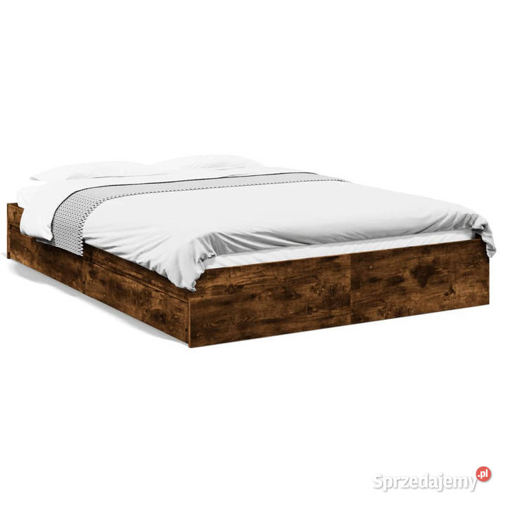 Rama łóżka z szufladami przydymiony dąb 150x200 Łóżka