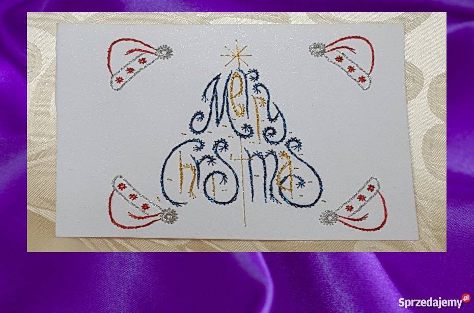 Kartki świąteczne własnoręcznie robione haft Bolesławiec