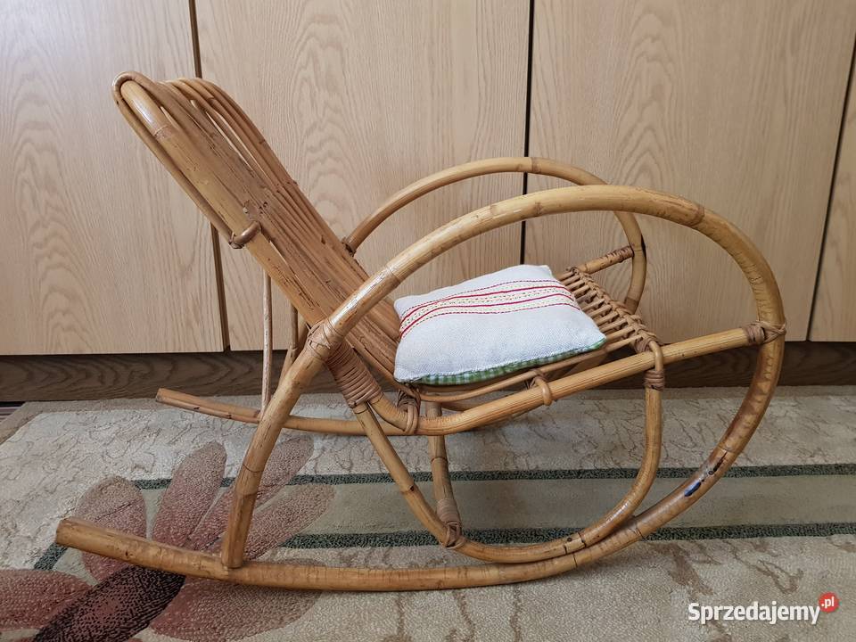 Mały fotel bujany wiklinowy dziecięcy 68cm Warszawa
