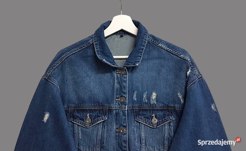 Damska długa kurtka jeansowa katana granatowa Rozmiar 38(M) Chrzanów