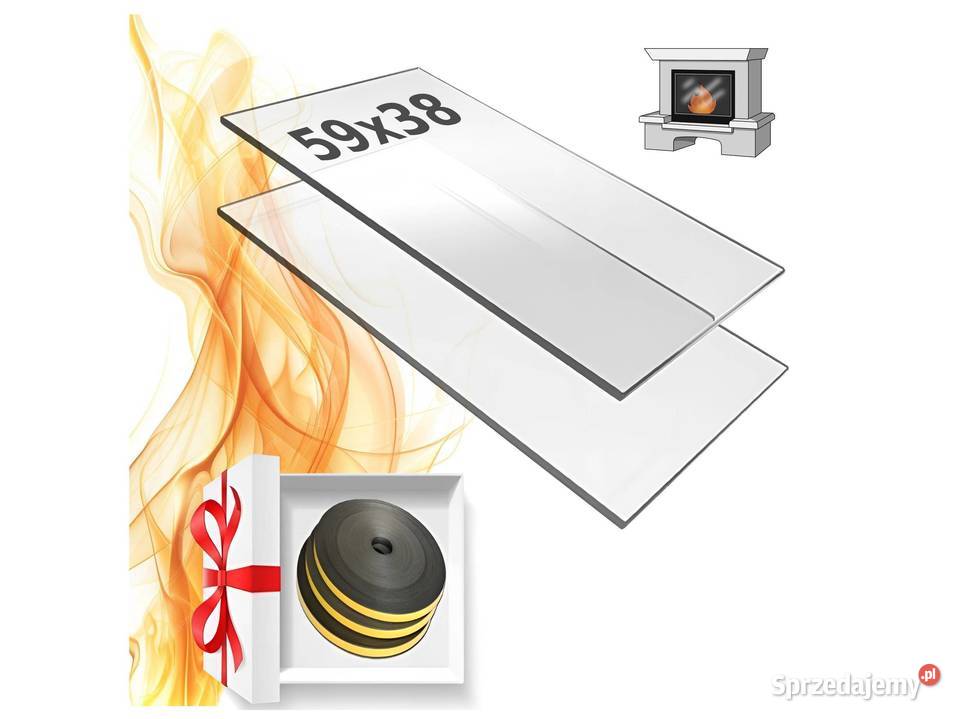 Szyba do kominka 59x38 invicta żaroodporna Akcesoria i części do kominków Skawina
