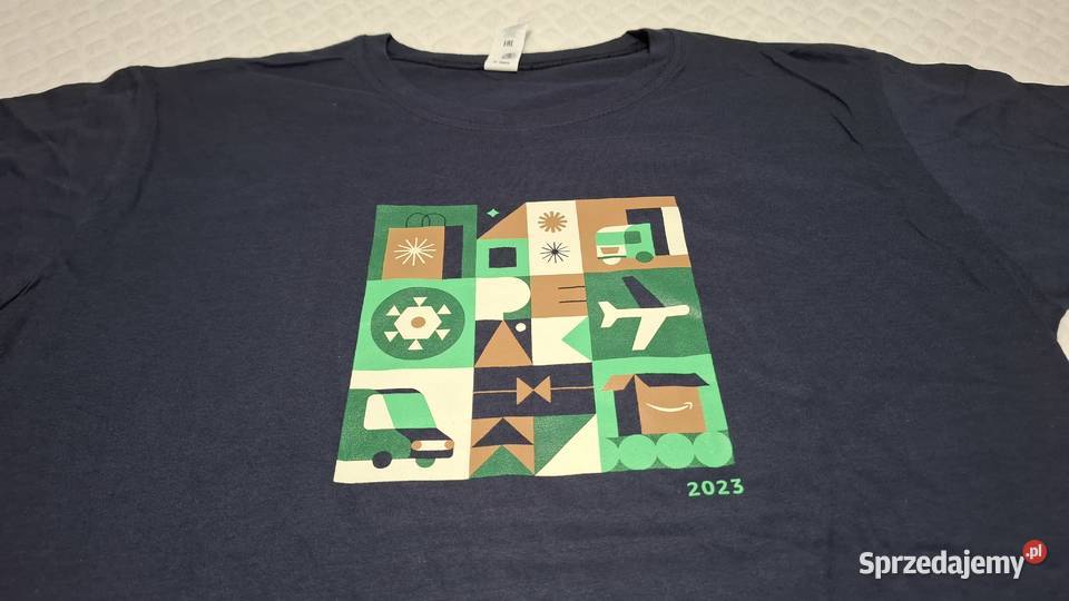 Koszulka krótki rękaw Tshirt granatowa Amazon śląskie