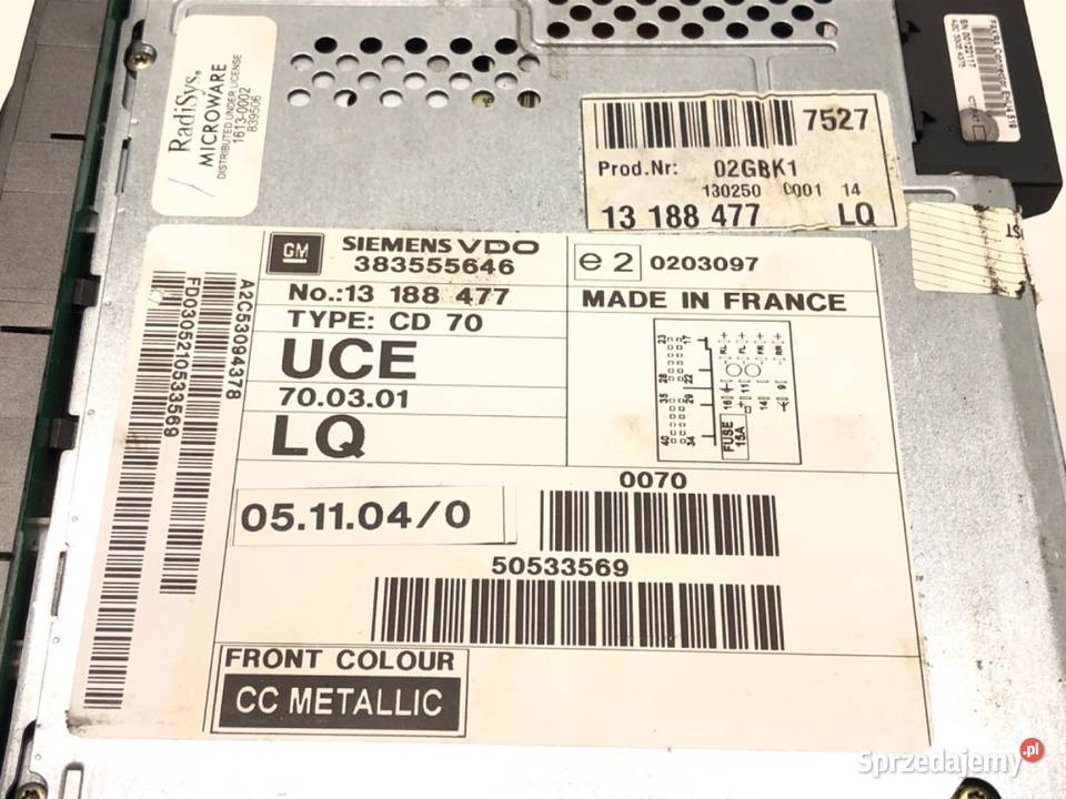 RADIO OPEL VECTRA C 13188477 0209 ODTWARZACZ
