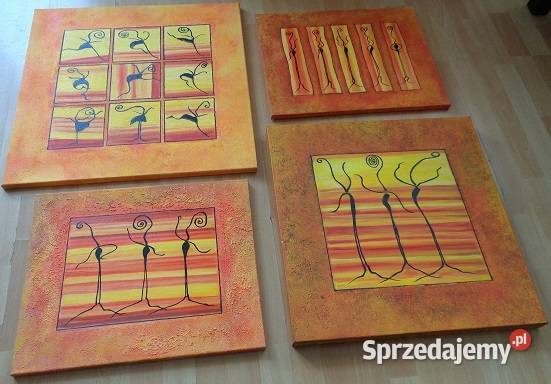 Tancerki obraz olejny współczesny 60x60 Malarstwo Katowice