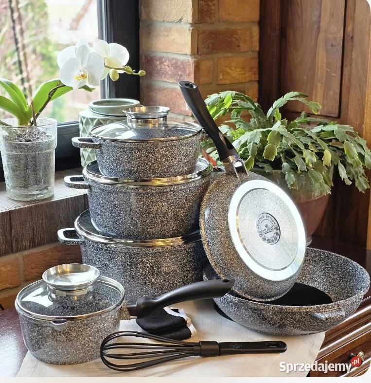 369 Zestaw garnków Zilner marmurkowe szare 15 Garnki i szybkowary Zabrze