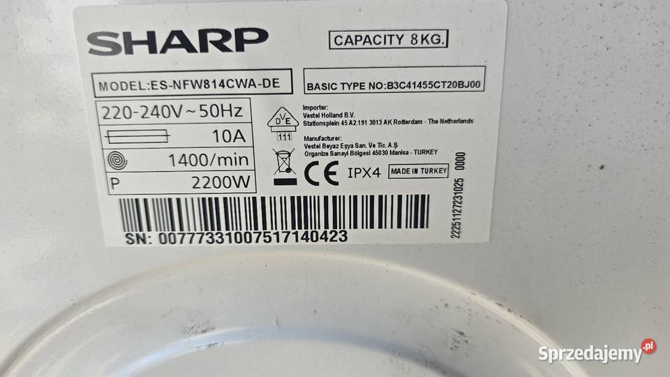 Nowa pralka SHARP 8 Środa Wielkopolska