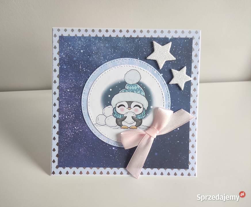 Zimowa kartka okolicznościowa ręcznie robiona z łódzkie Łódź