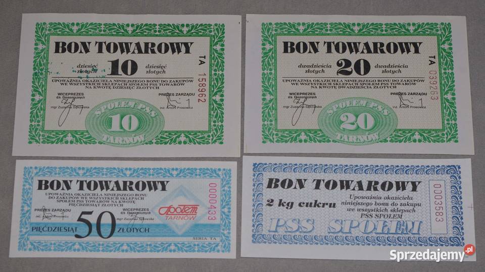 Zestaw bonów PSS Społem Tarnów 4 Numizmatyka Płock